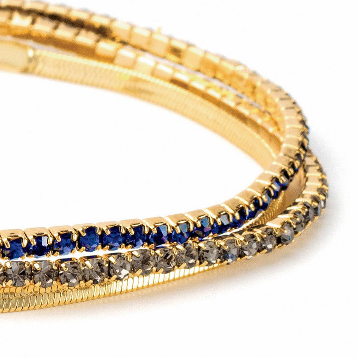 Sparkle & Shine Rhinestone Bracelet Trio - Montana Blue/Gold - Pine & Moss