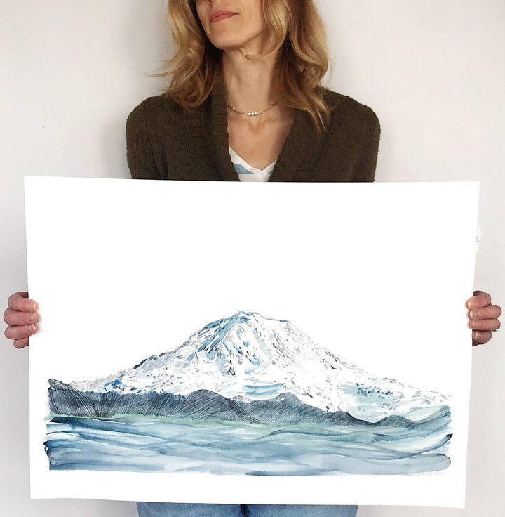 Mount Rainier TAHOMA Landscape Painting ART PRINT: Premium Matte Paper / 8 x 10