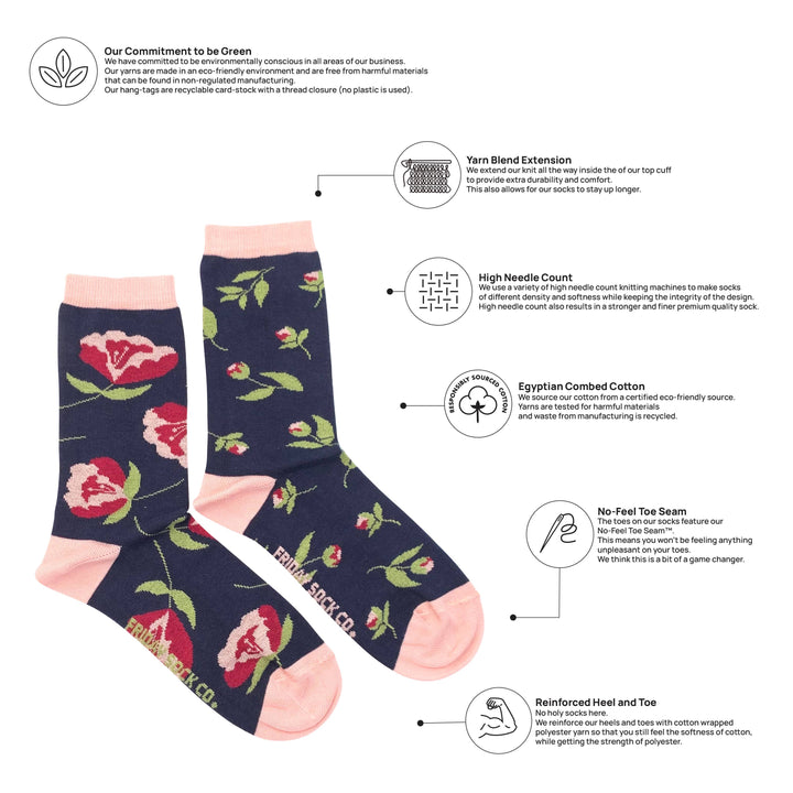 Women's Peony Socks: Women’s 5 – 10