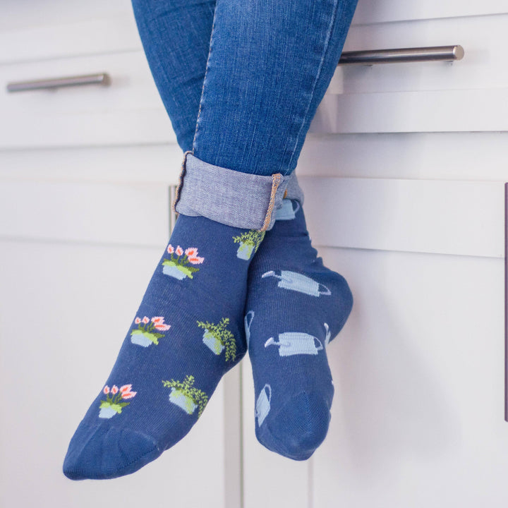 Women's Plant & Watering Can Socks: Women’s 5 – 10