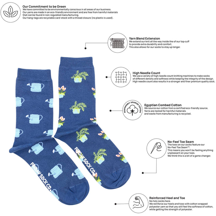Women's Plant & Watering Can Socks: Women’s 5 – 10