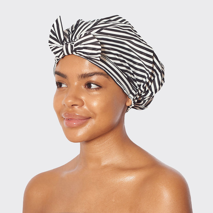 Luxe Shower Cap, Stripe - Pine & Moss