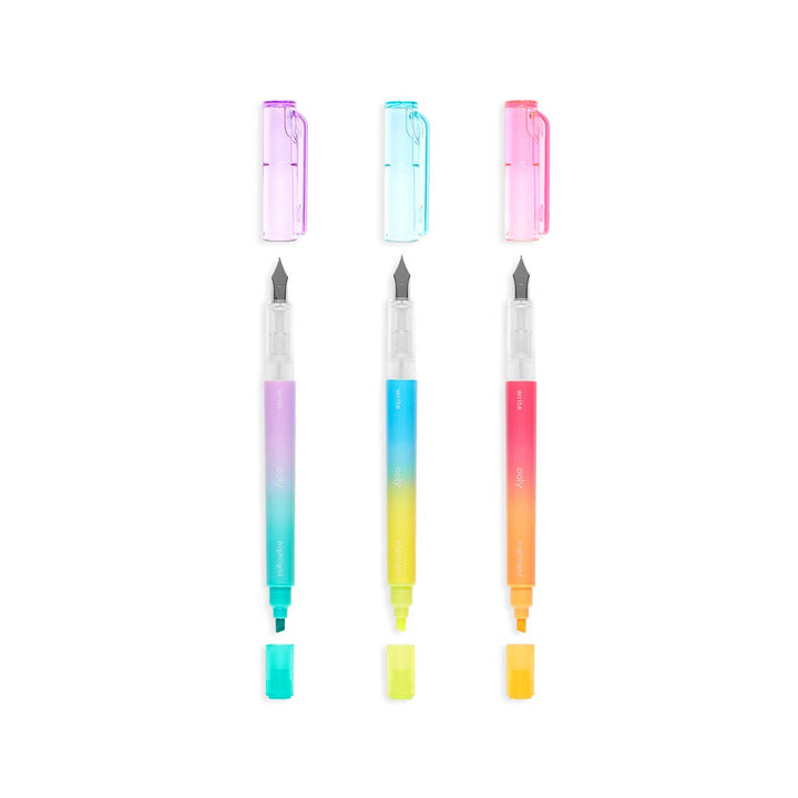 Writer's Duo Double-Ended Fountain Pens + Highlighters - Pine & Moss