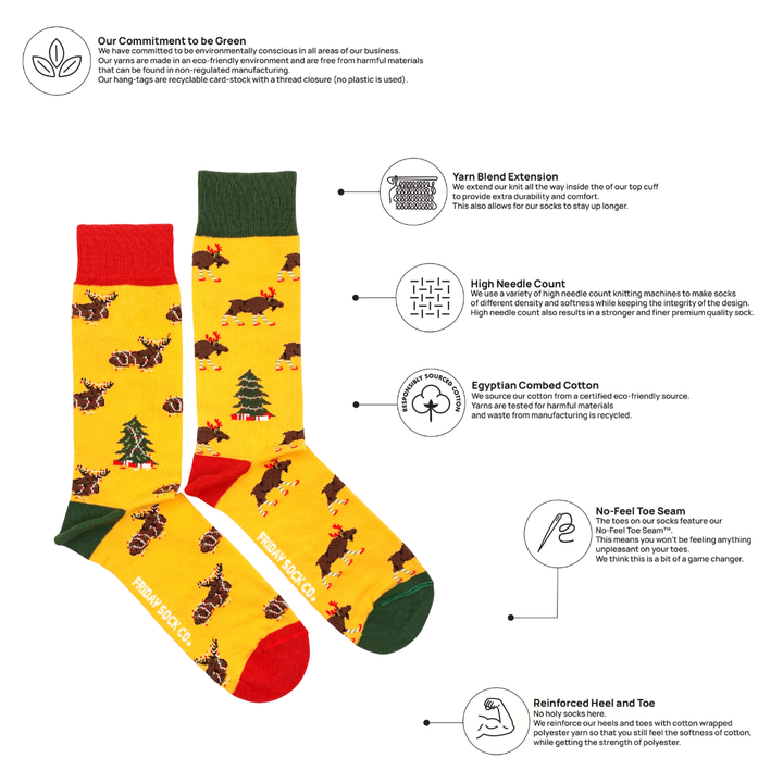 Men's Ugly Christmas Moose Mismatched Mid-calf Socks