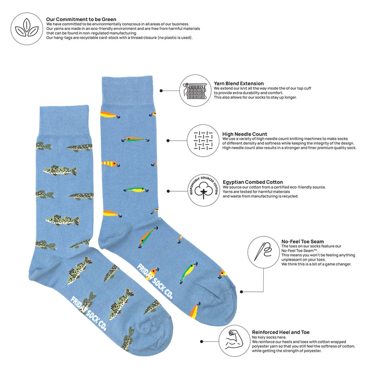 Men’s  Fish & Fishing Lures Socks: Men's 7 - 12