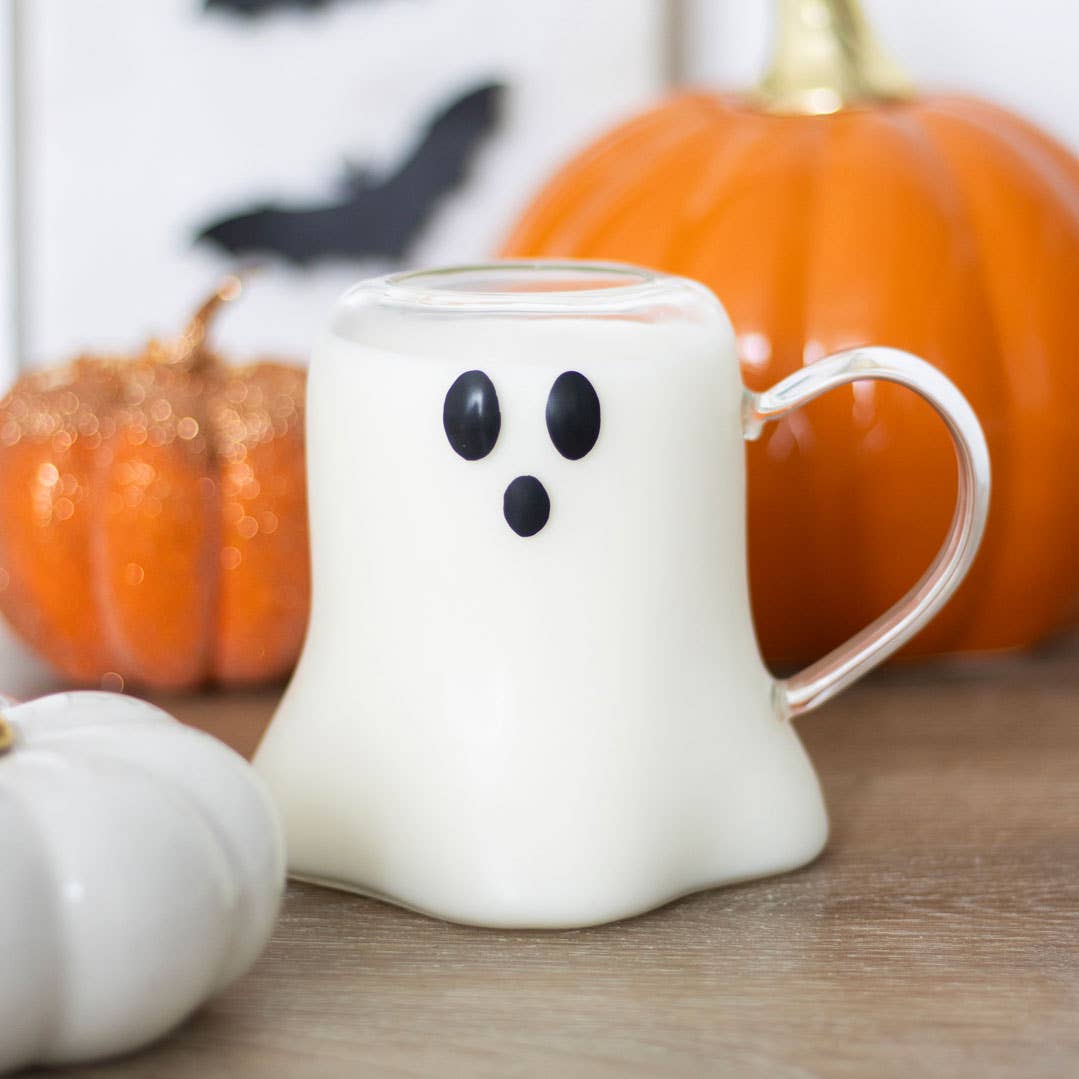 Ghost Shaped Glass Halloween Mug – Pine Moss - Main Image