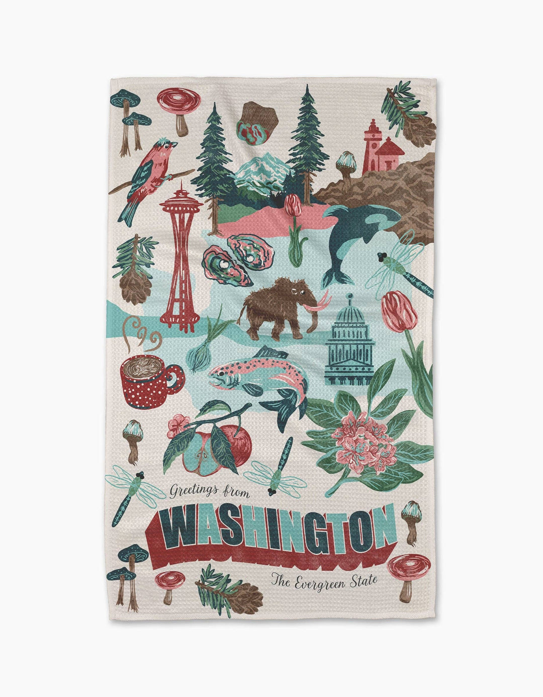 Geometry Greetings From Washington Tea Towel