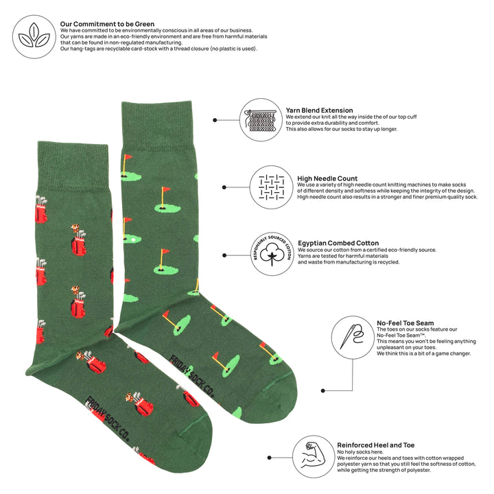 Men’s Golf Clubs & Green Socks: Men's 7 - 12