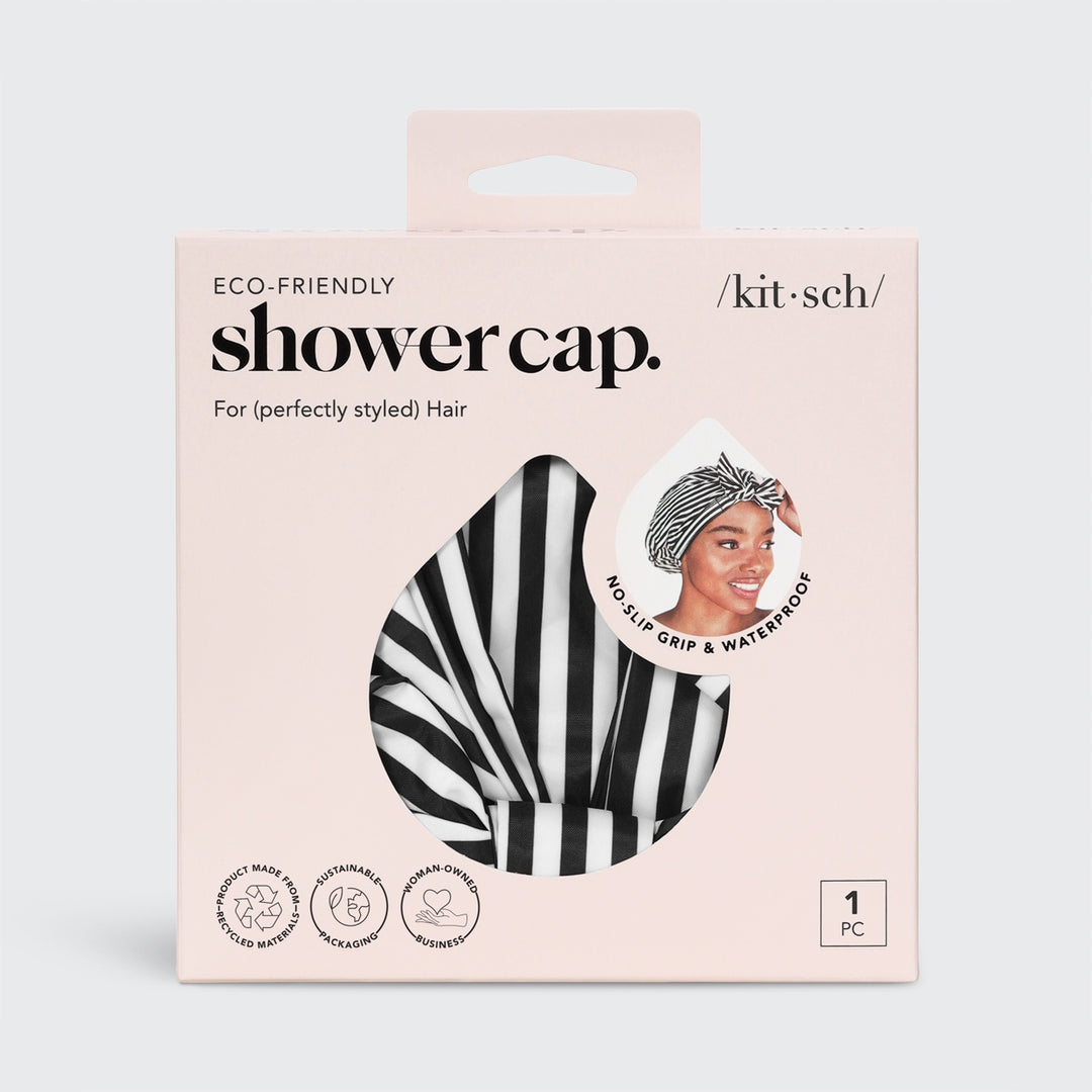 Luxe Shower Cap, Stripe - Pine & Moss