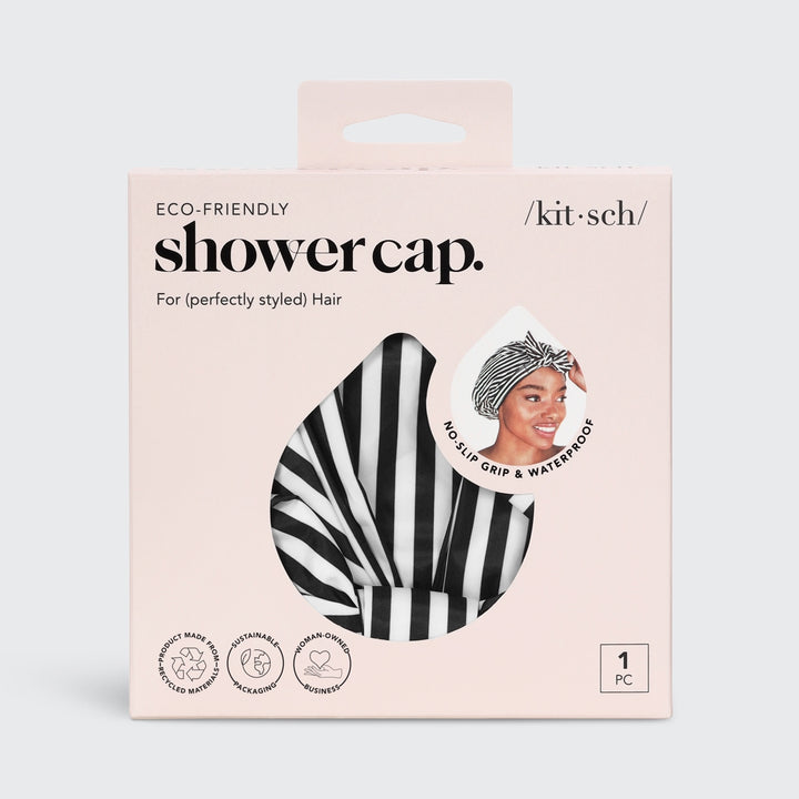 Luxe Shower Cap, Stripe - Pine & Moss