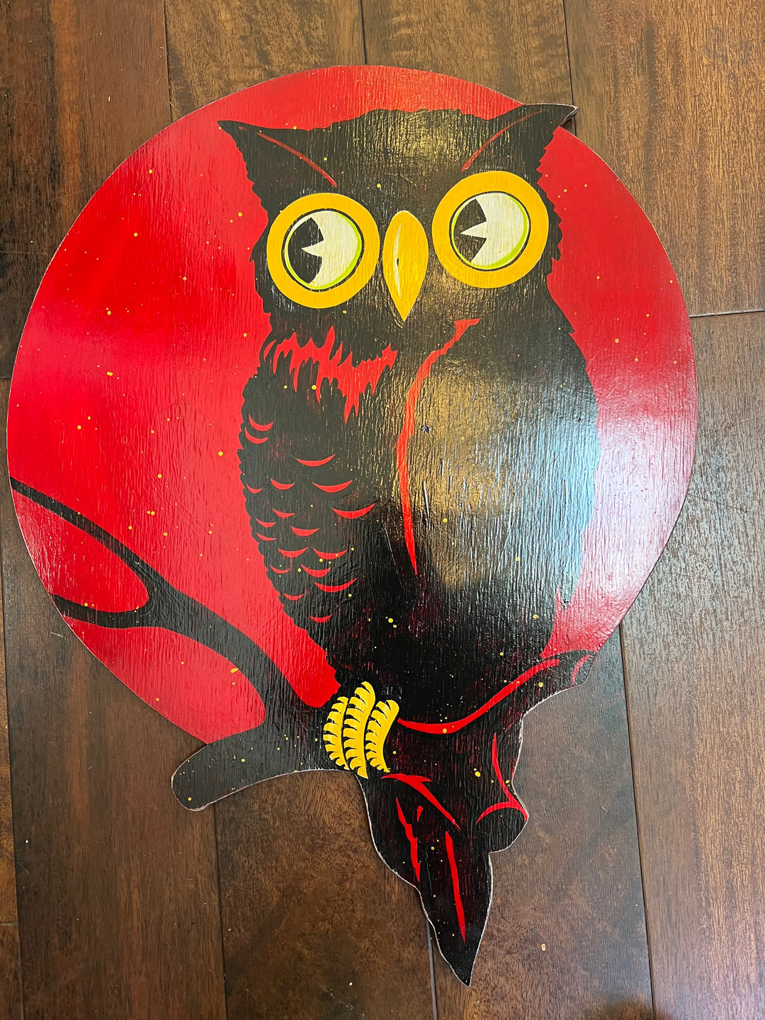 KR.Collective: Owl on Red Wood Decor
