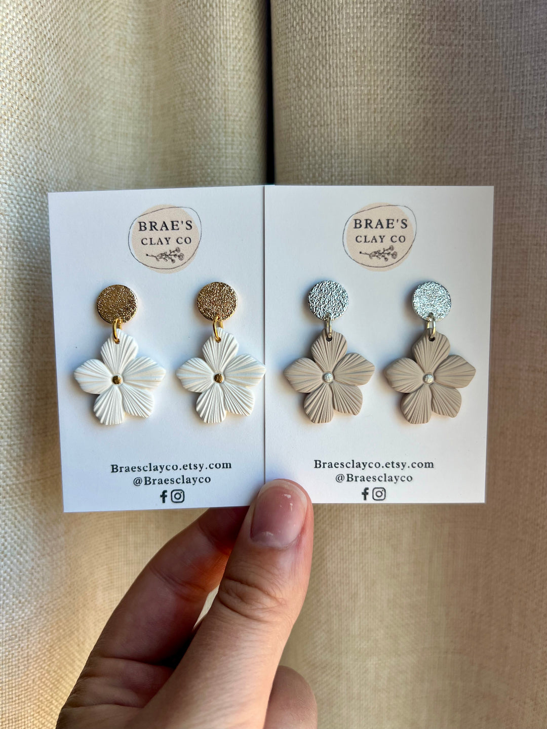 Brae's Clay Co.- Flower Drop Earrings (Two Colors)