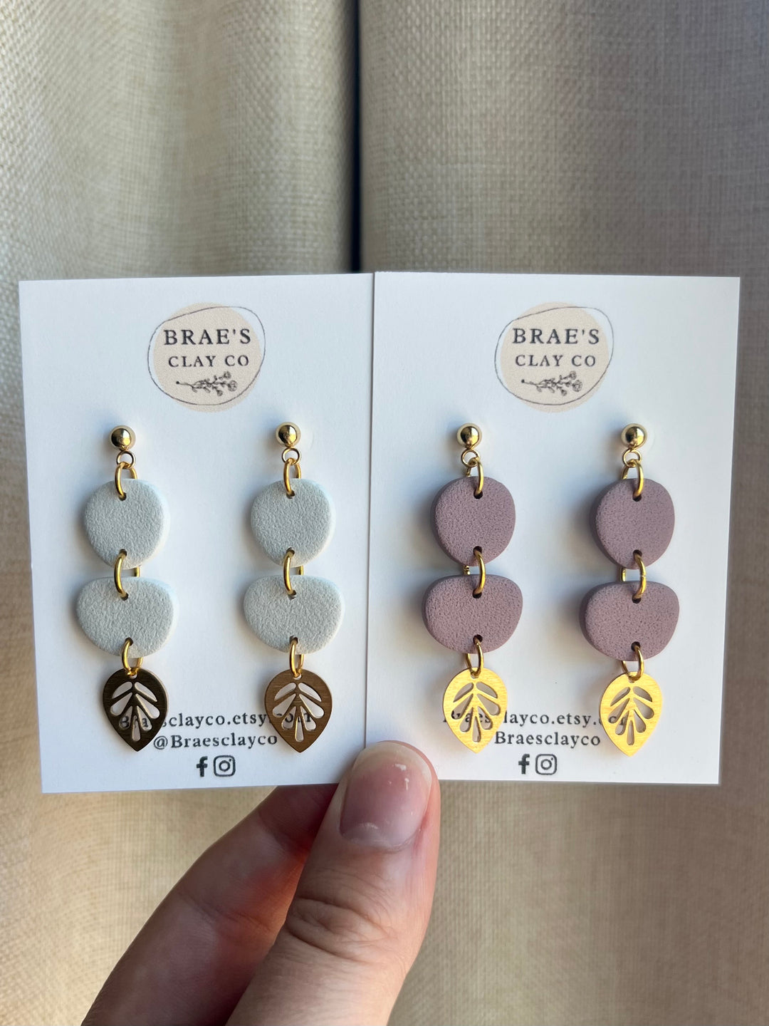 Brae's Clay Co.- Pebbles Drop Earrings (Two Colors)