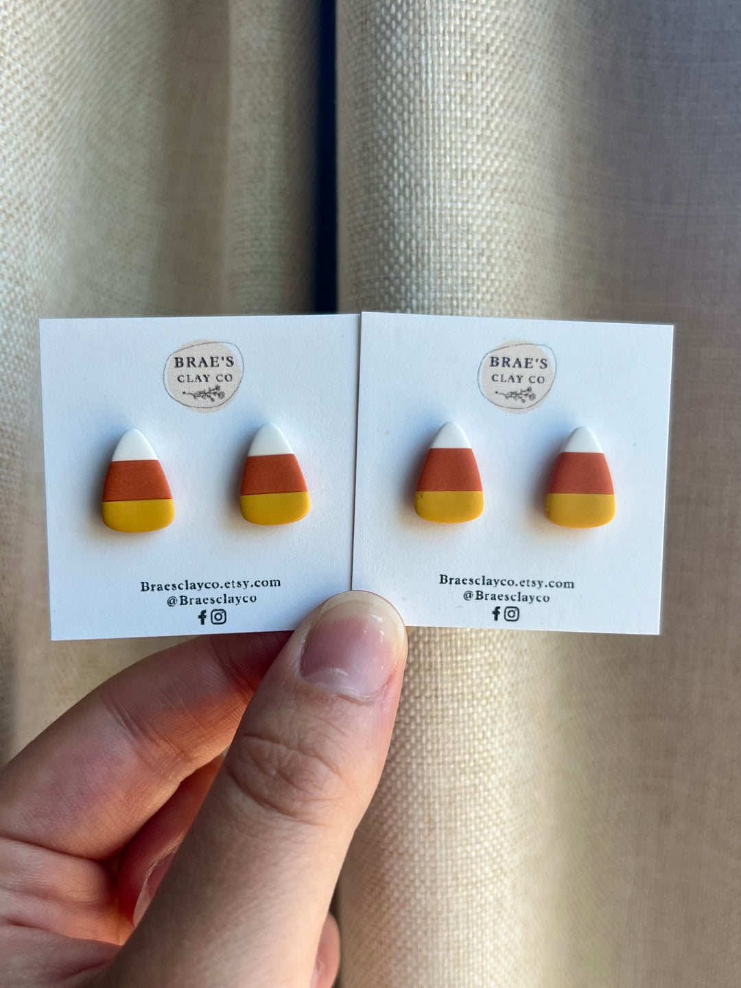 Brae's Clay Co.- Candy Corn Stud Earrings