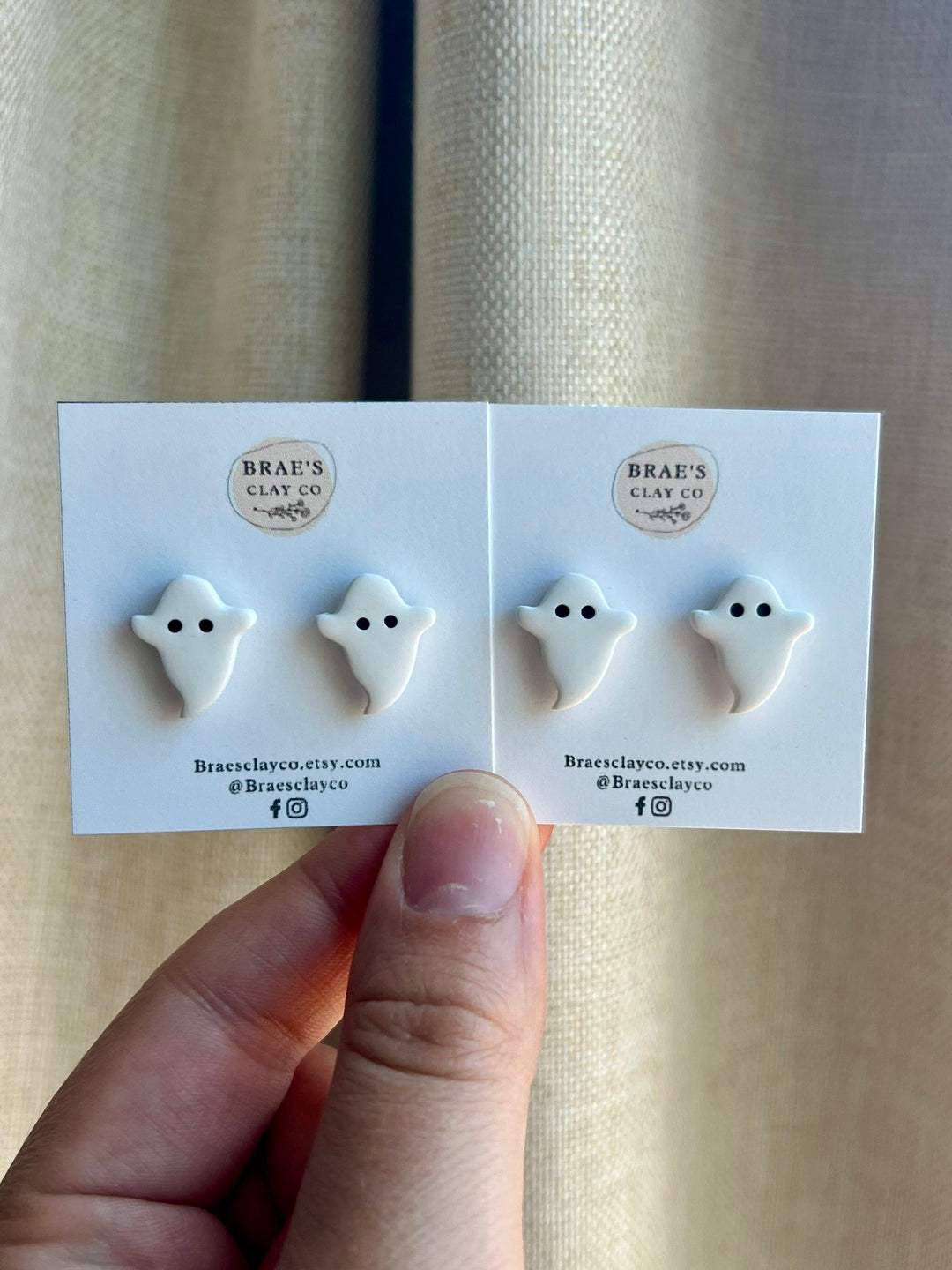 Brae's Clay Co.- Ghost Stud Earrings