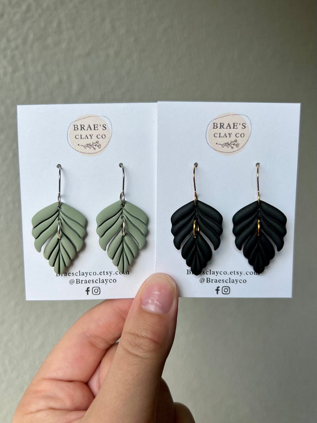 Brae's Clay Co. Rounded Leaf Dangle Earrings- Two Styles