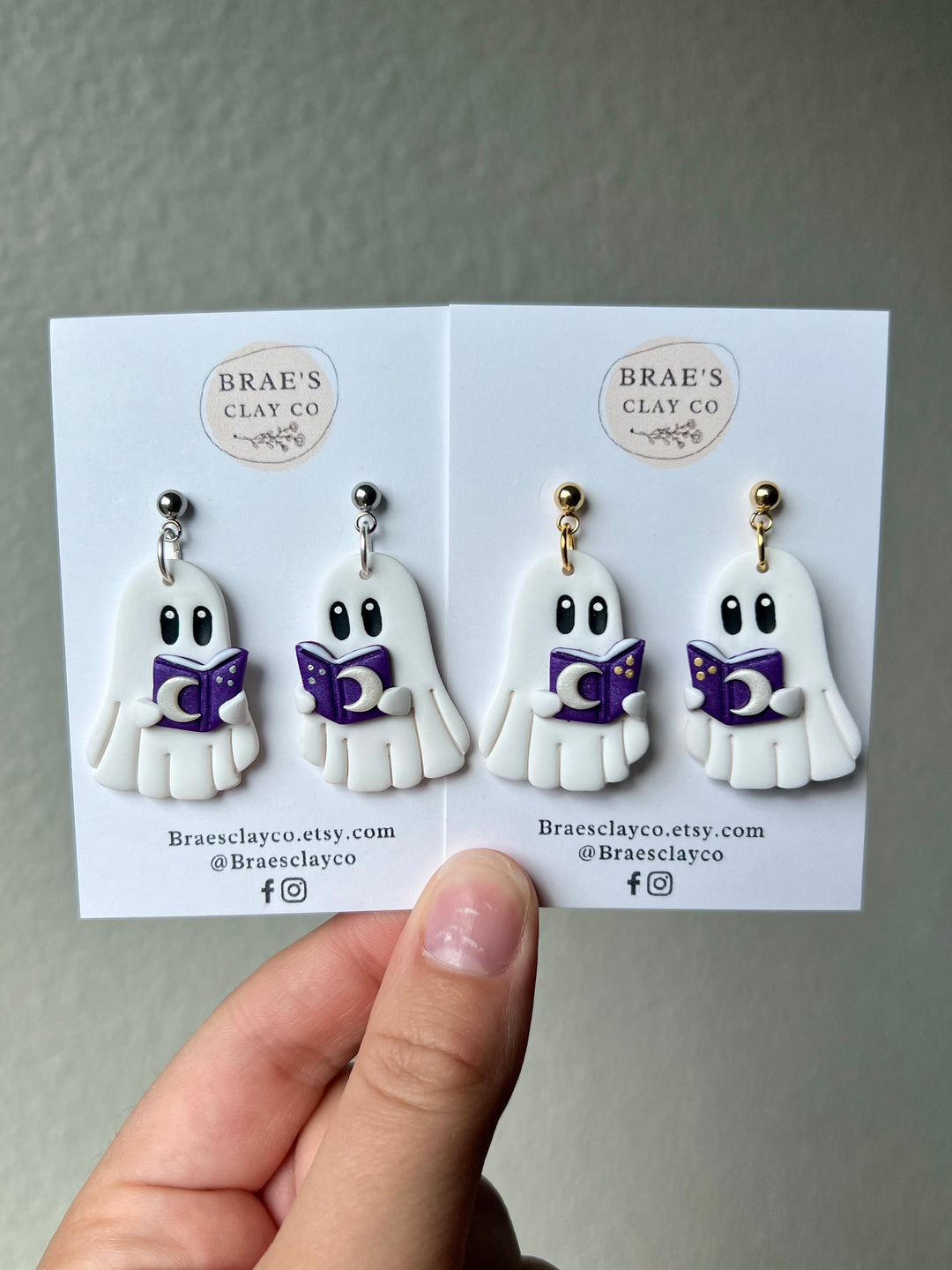 Brea's Clay Co. Reading Ghosts Earrings- Two Styles
