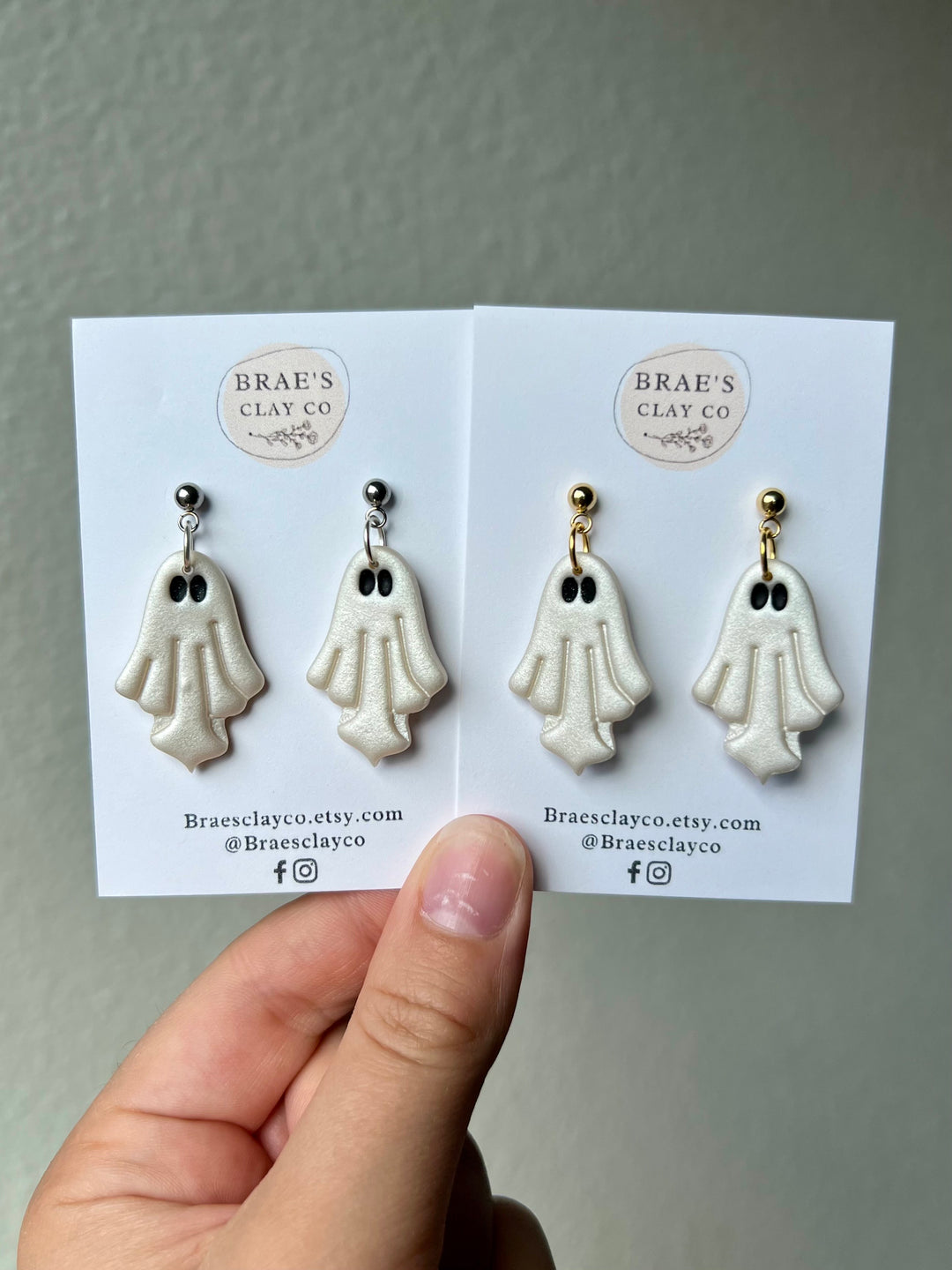 Brae's Clay Co. Pearl Ghost Dangle Earrings