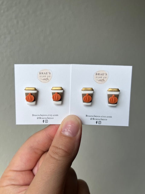 Brae's Clay Co. Pumpkin Spiced Latte Stud Earrings
