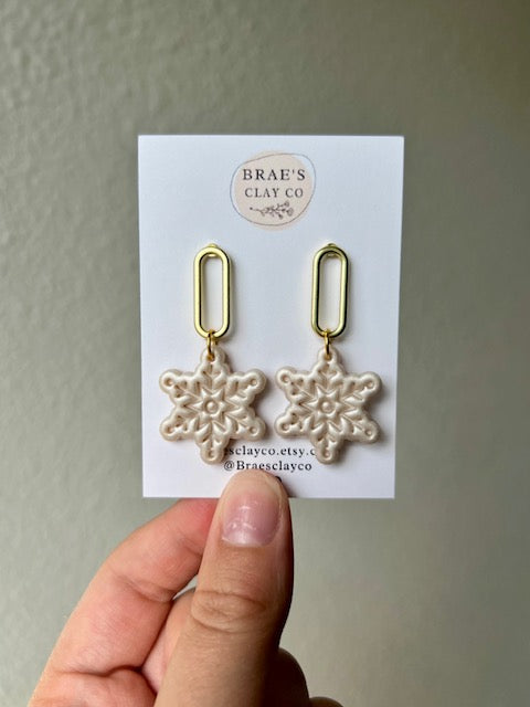 Brae's Clay Co. Snowflake Dangle Earrings