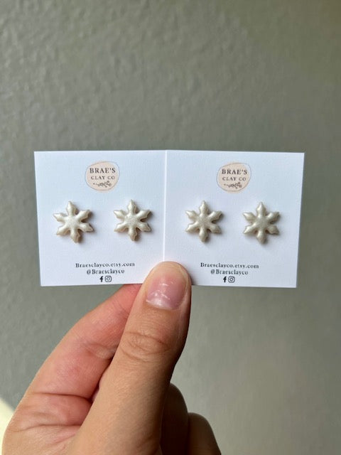 Brae's Clay Co. Petite Snowflake Stud Earrings
