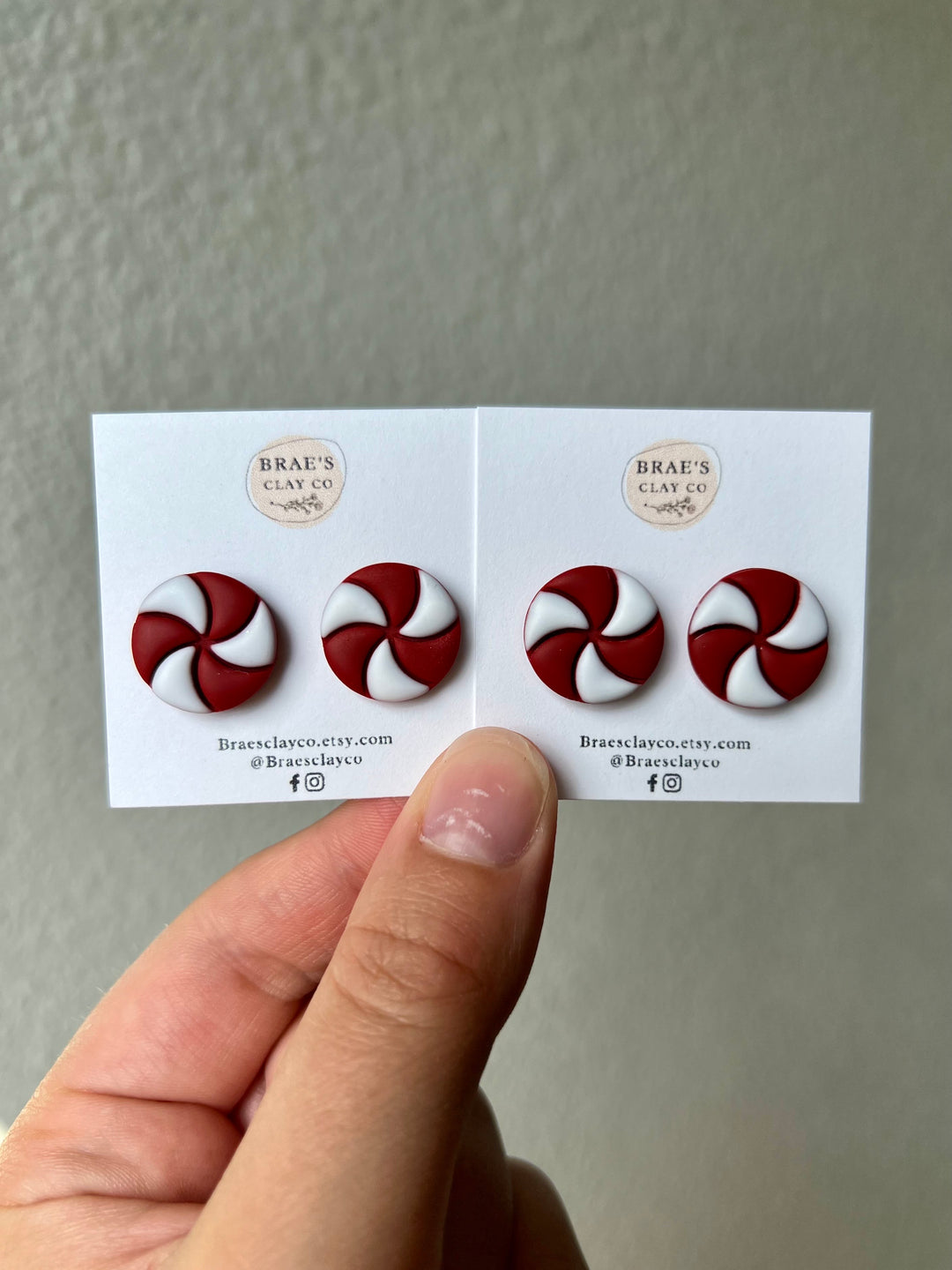 Brae's Clay Co. Peppermint Candy Stud Earrings