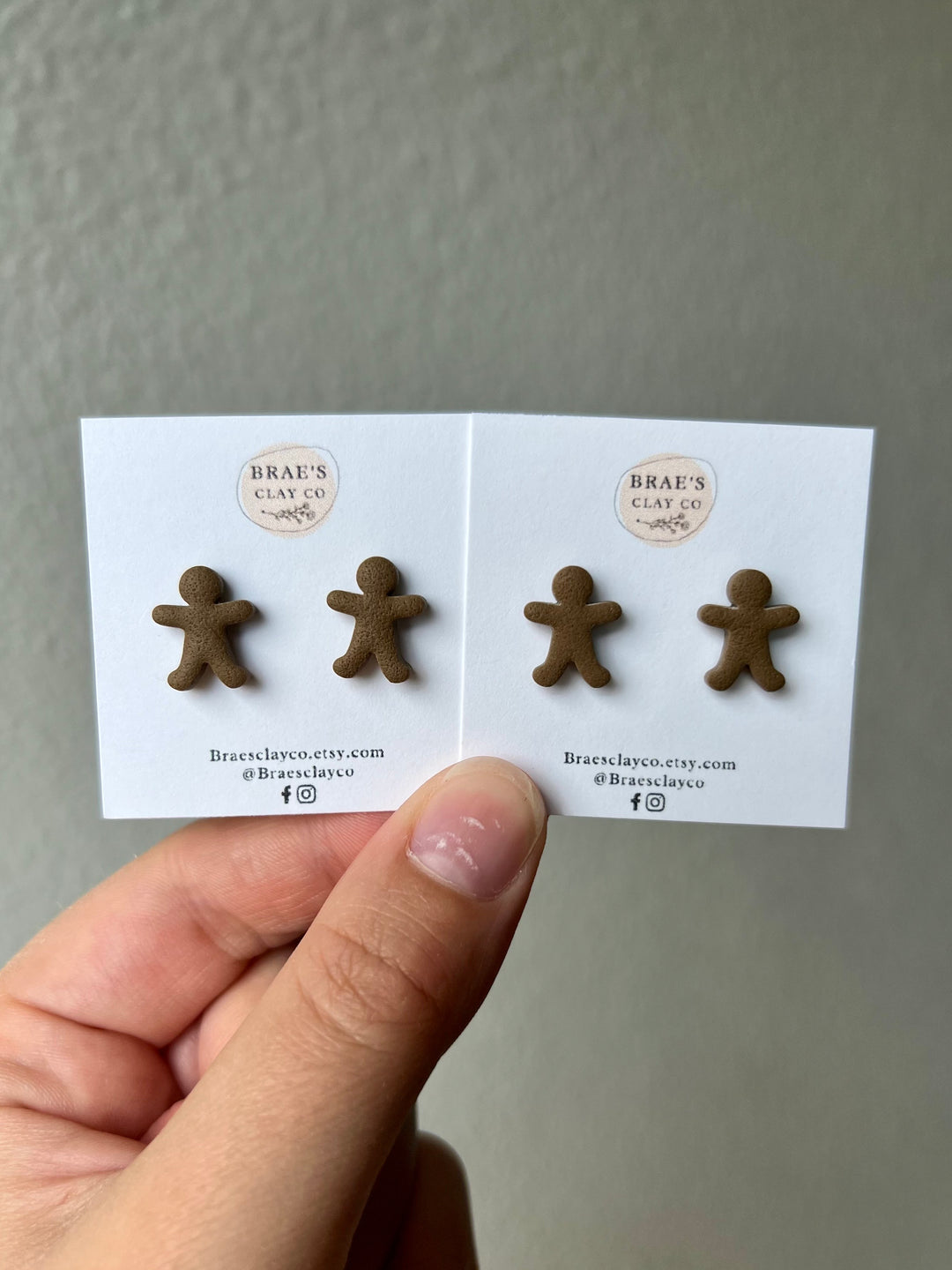 Brae's Clay Co. Gingerbread Man Stud Earrings