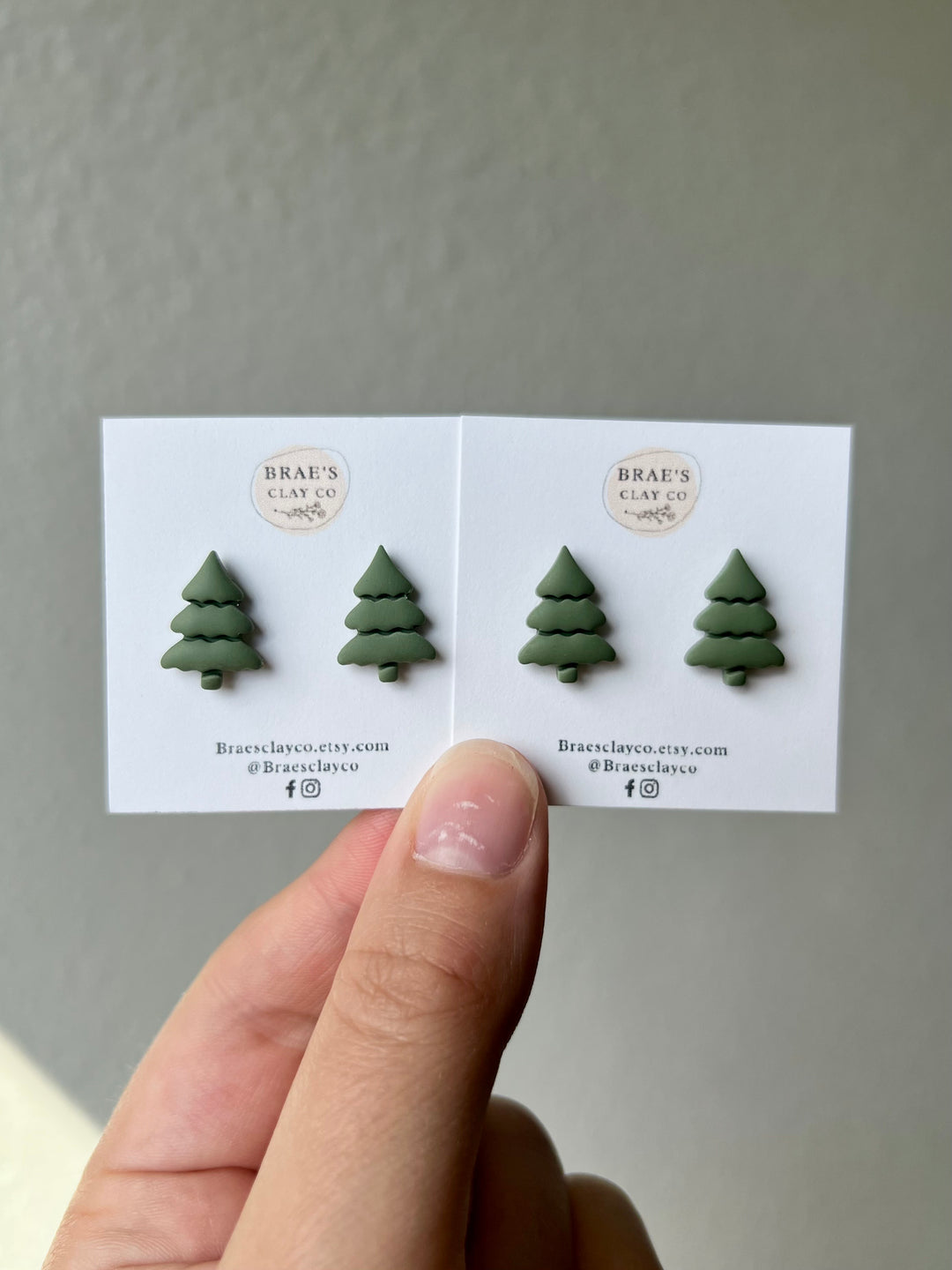 Brae's Clay Co. Christmas Tree Stud Earrings- Two Styles