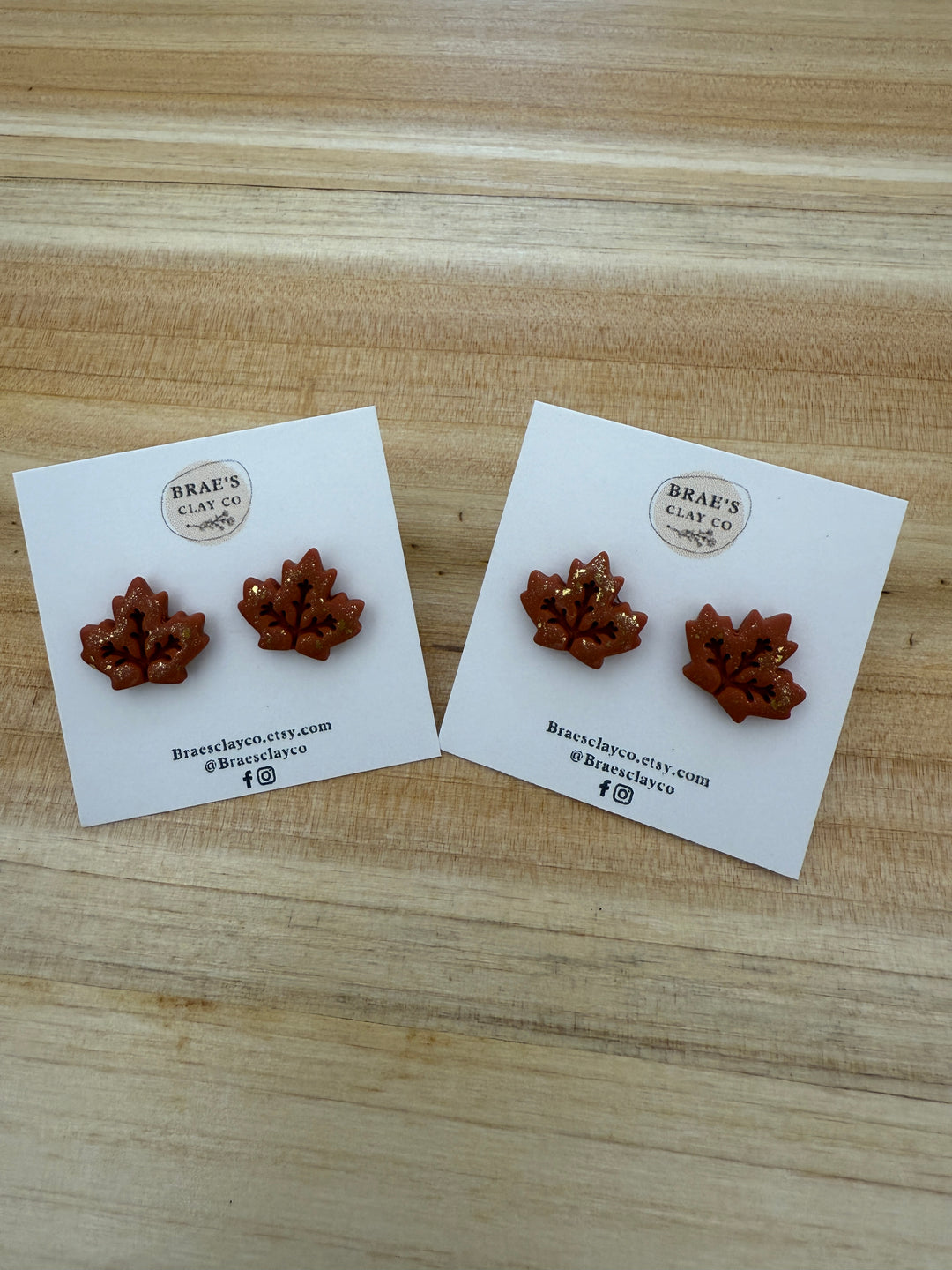 Brae's Clay Co. Maple Leaf Stud Earrings