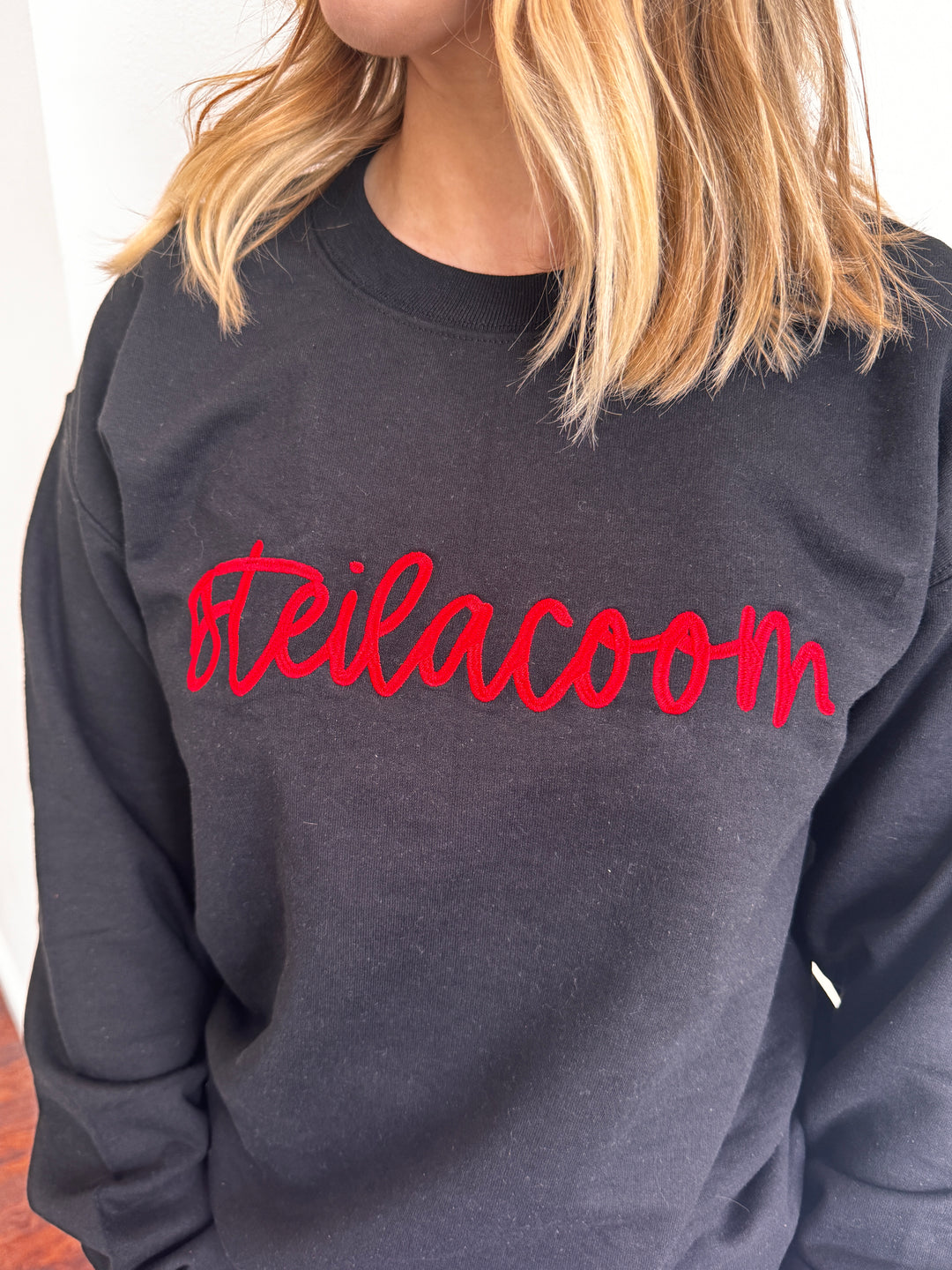 Steilacoom Black & Red Embroidered Sweatshirt