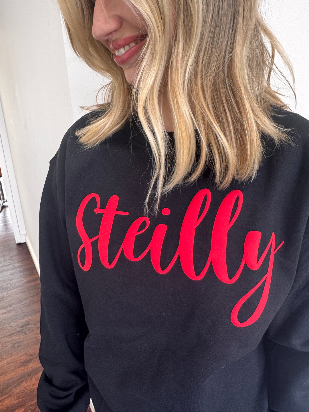 Steilly Puff Sweatshirt: Black & Red
