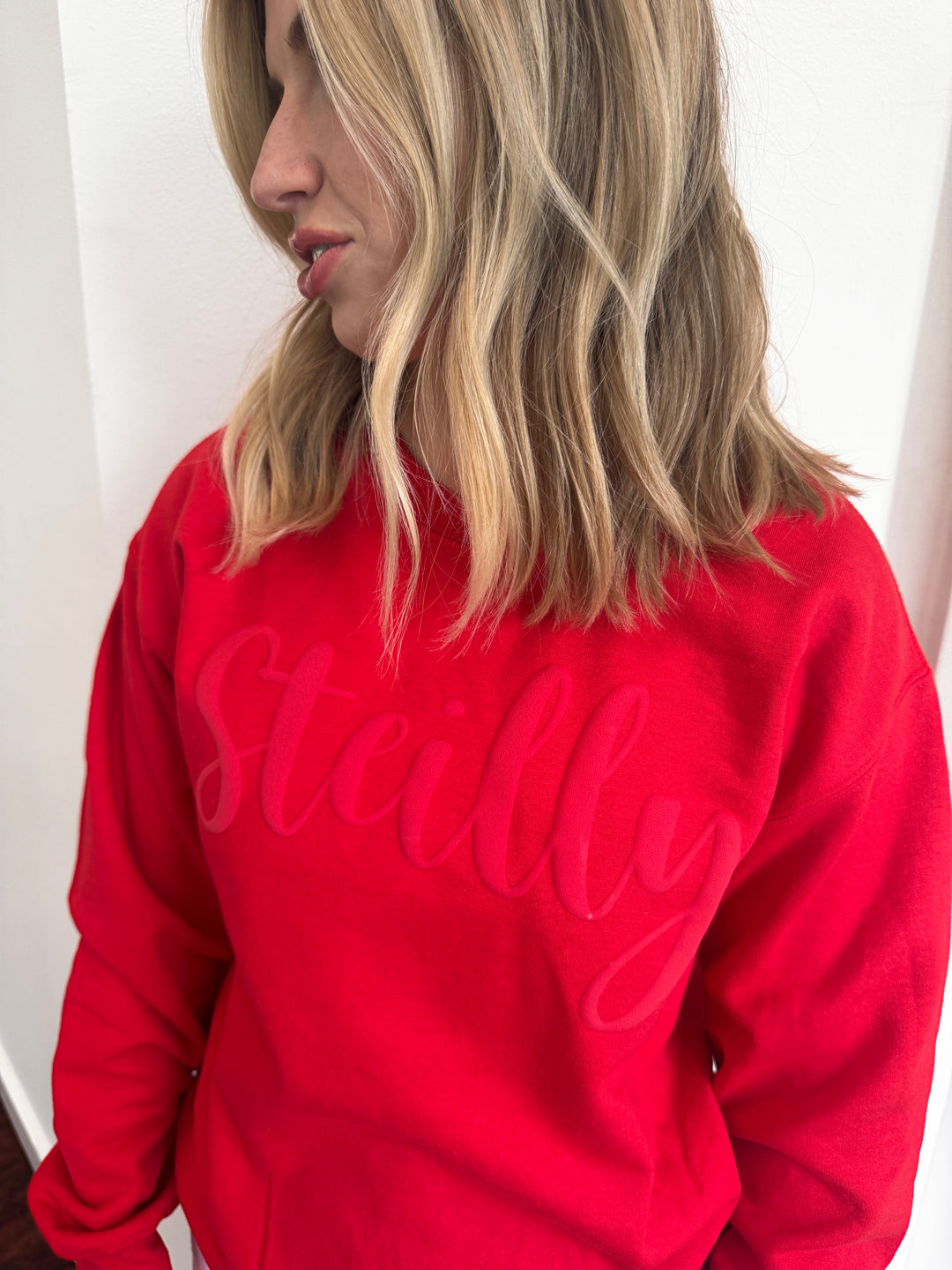 Steilly Puff Sweatshirt: Red