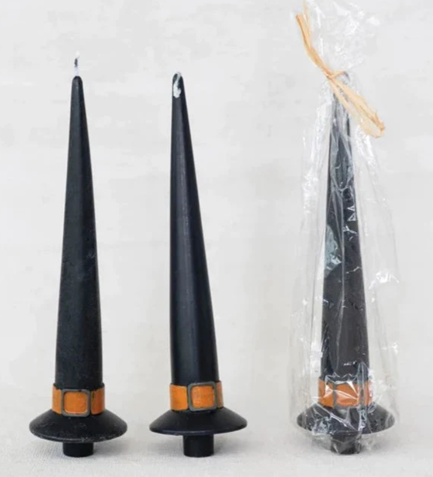Witch Hat Shaped Taper Candle- Sold Individually - Pine & Moss