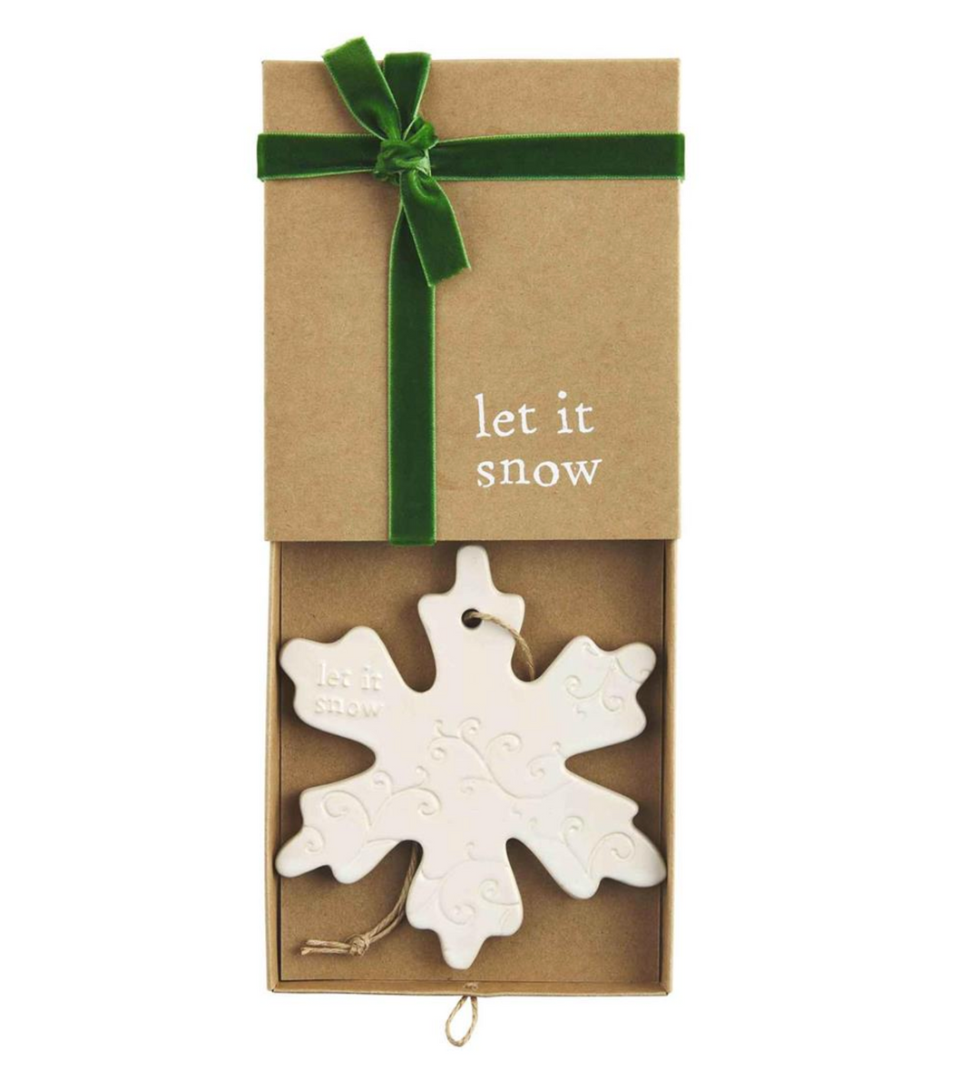 Snowflake Stoneware Ornament- boxed - Pine & Moss