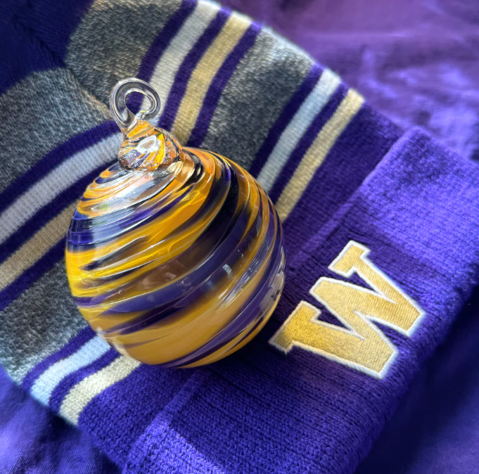 GLASS EYE STUDIO Purple and gold classic round artisan glass - Pine & Moss
