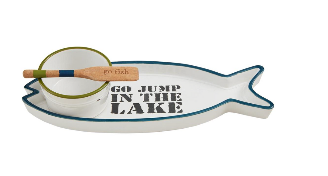 Lake Fish Tray & Dip Set - Pine & Moss