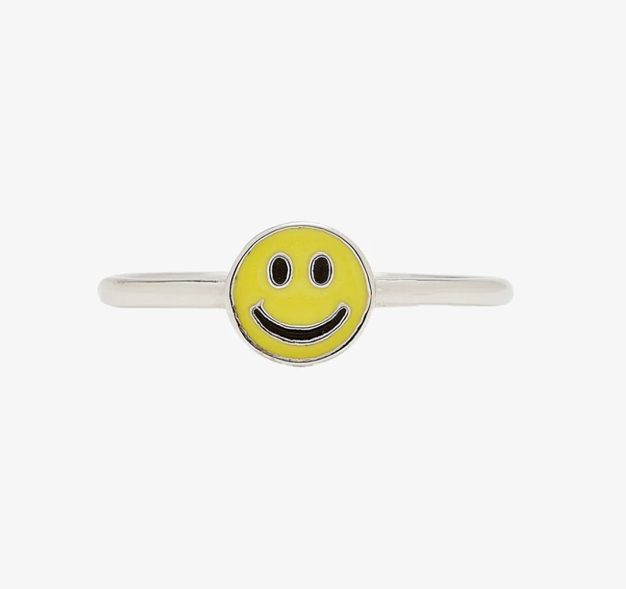 Pura Vida Happy Face Ring - Pine & Moss