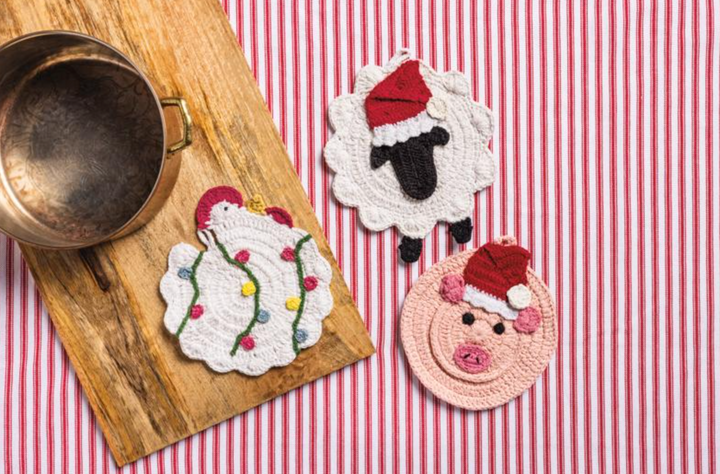 Christmas Crochet Farm Animal Trivets: Three Styles