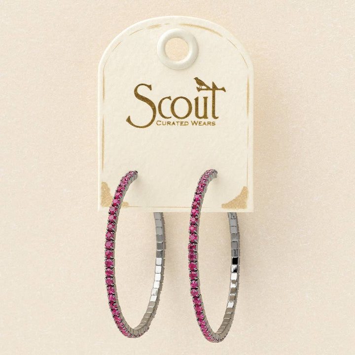 Sparkle & Shine Lg Rhinestone Hoop Earring - Fuchsia/Gun - Pine & Moss