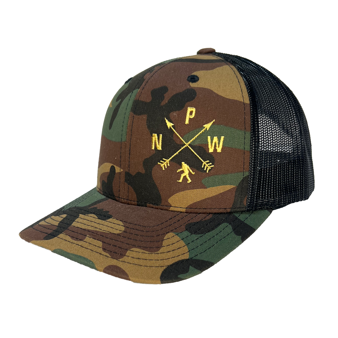 Sasquatch Arrows Trucker Cap: CAMO BROWN