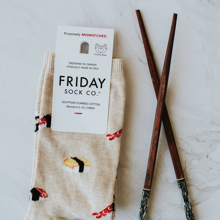 Women’s Beige Sushi Socks: Women’s 5 – 10