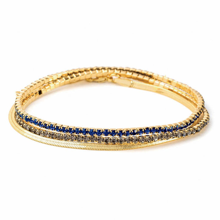 Sparkle & Shine Rhinestone Bracelet Trio - Montana Blue/Gold - Pine & Moss
