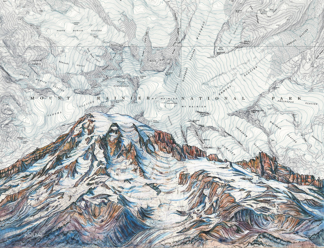 Rainier Summit, Mt Rainier National Park Matted Print: Medium