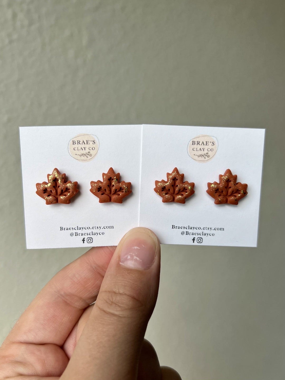 Brae's Clay Co. Maple Leaf Stud Earrings