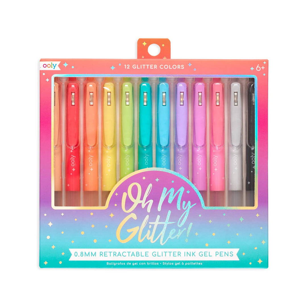 Oh My Glitter! Retractable Glitter Gel Pens - Set of 12 - Pine & Moss