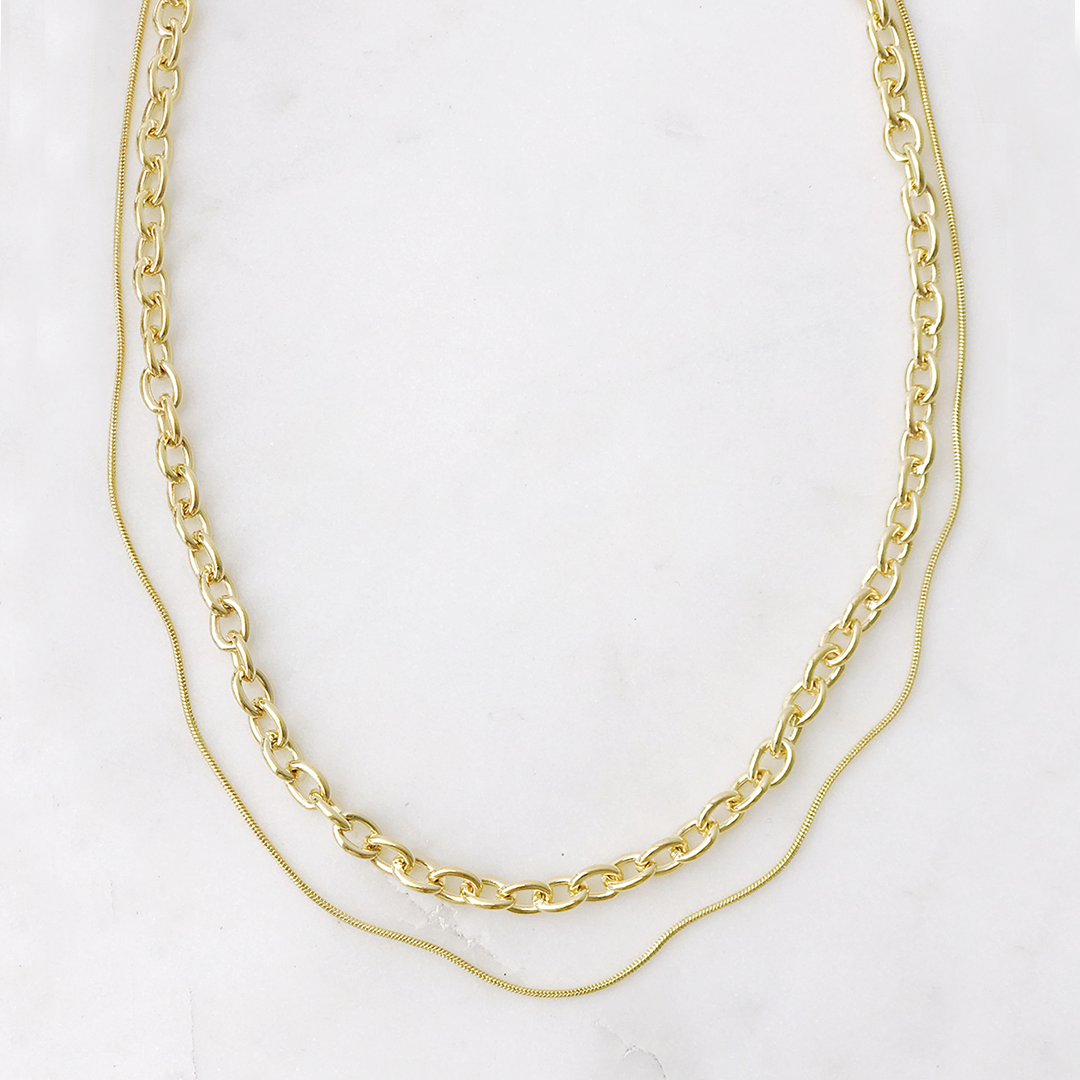 Snake & Chain Necklace - Pine & Moss