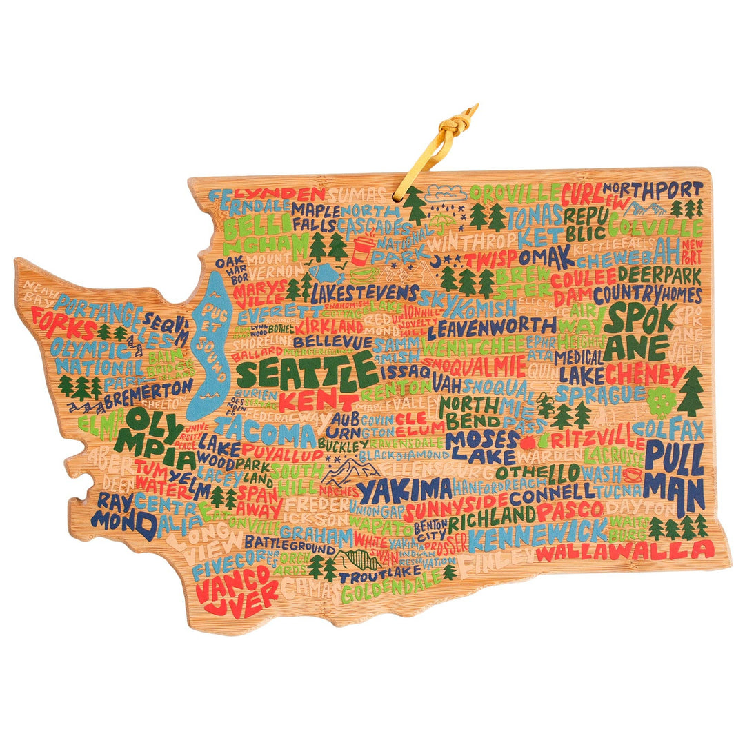 Washington Cutting Board with Artwork by Wander on Words™ - Pine & Moss