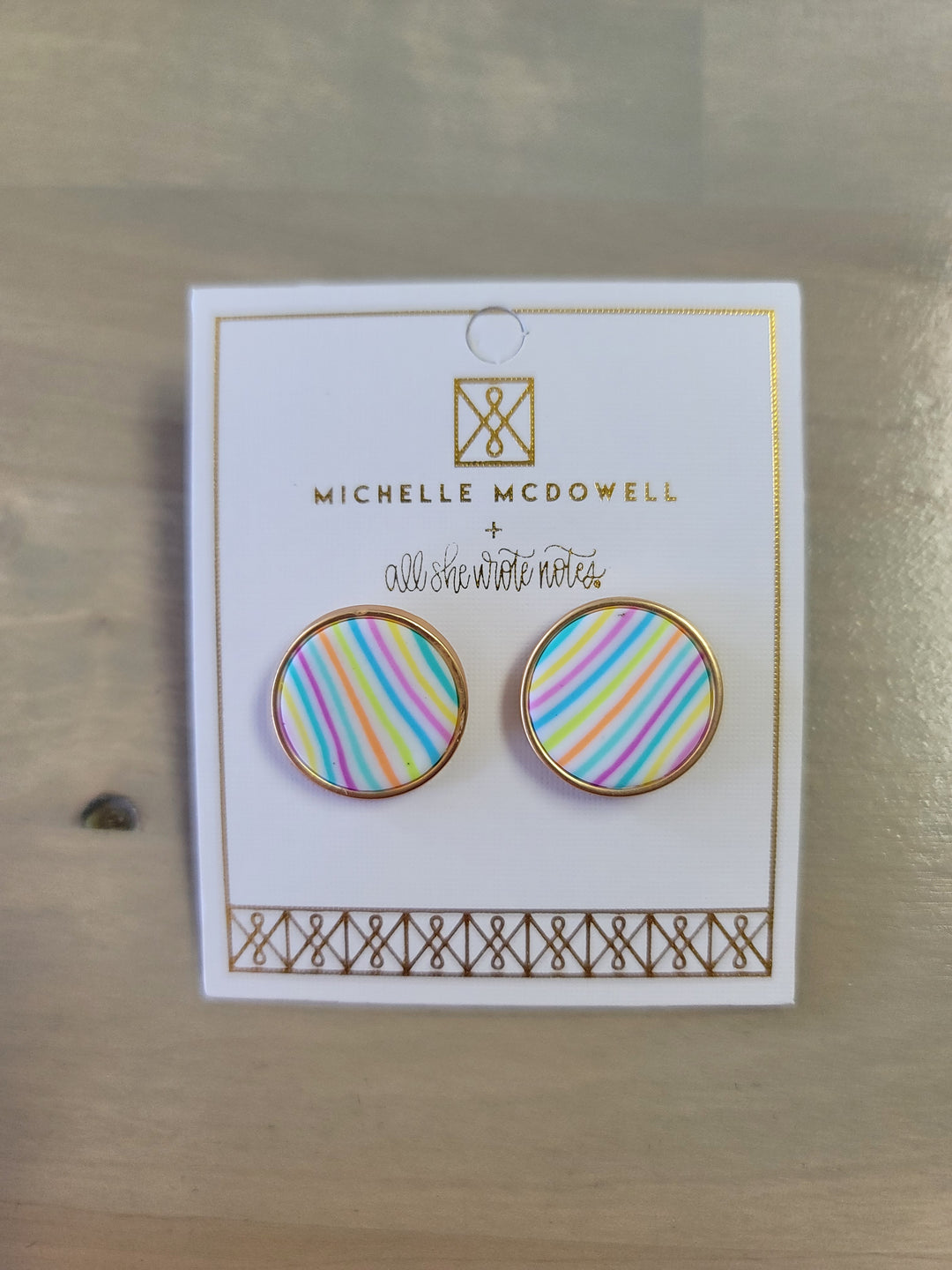 Mavery Striped Stud Earrings - Pine & Moss