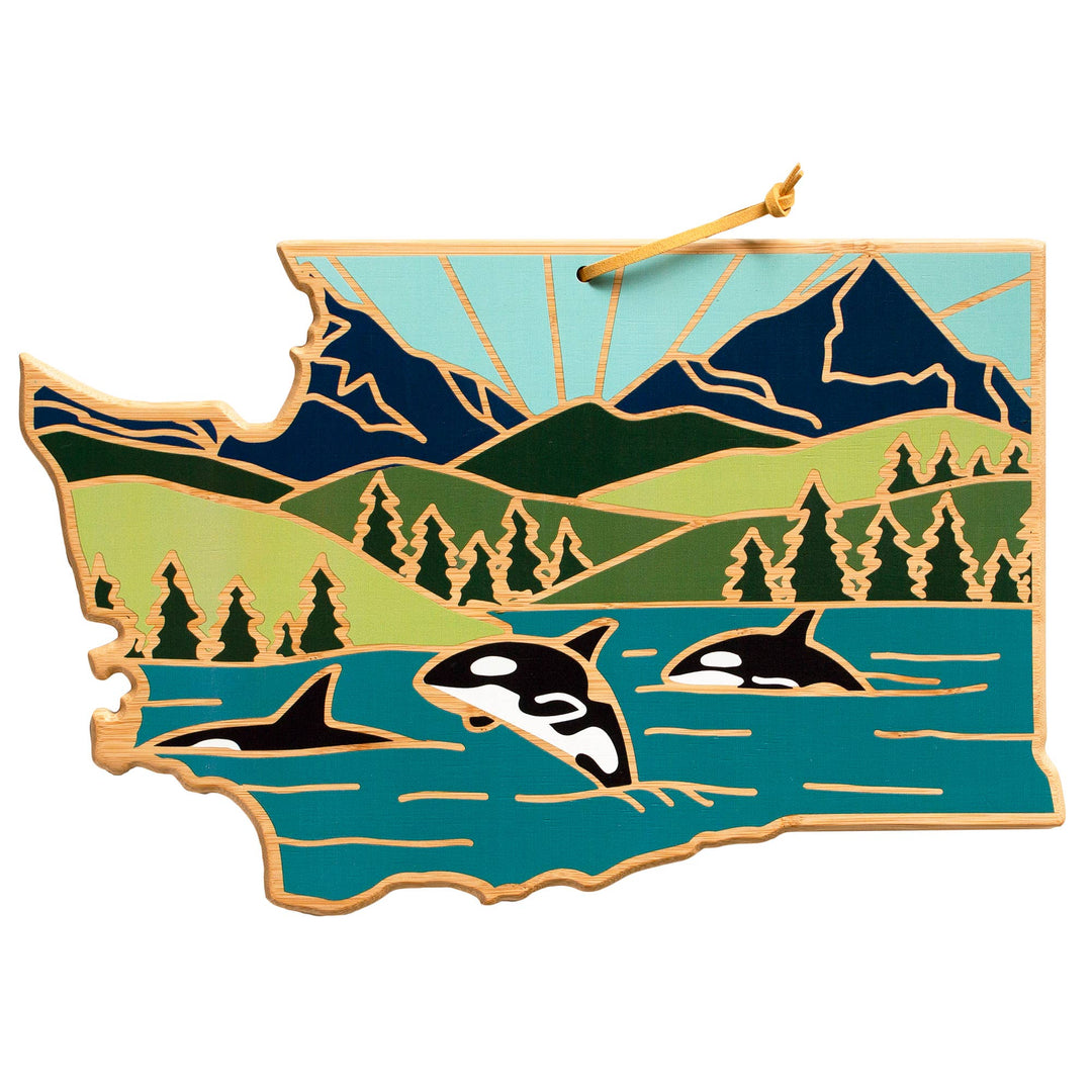 Washington Cutting Board with Artwork by Summer Stokes - Pine & Moss