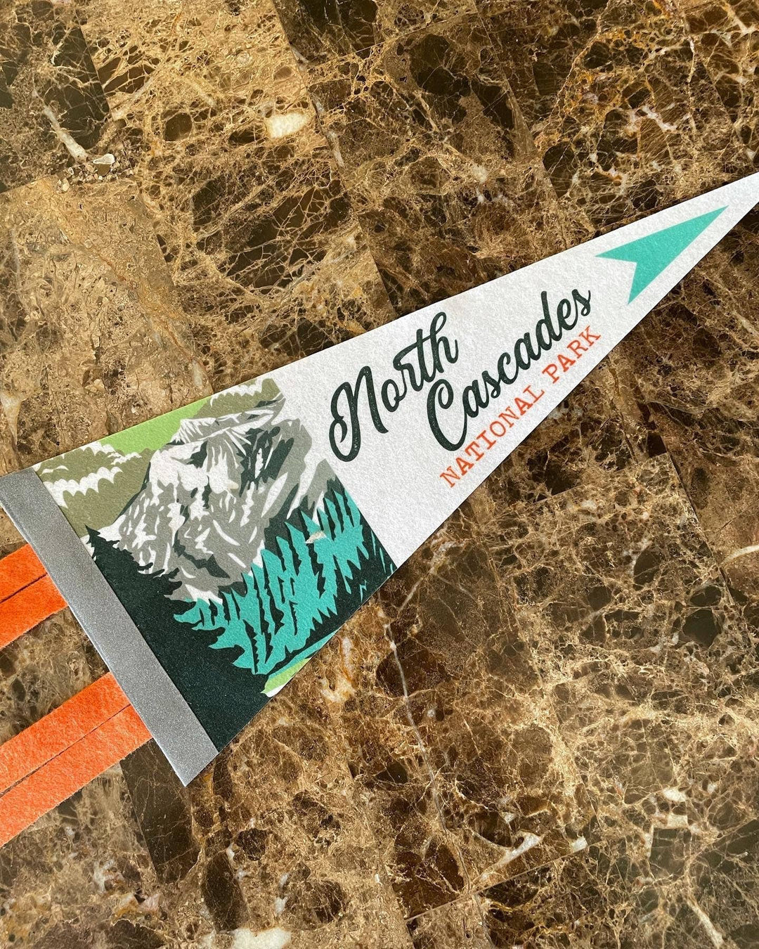 North Cascades National Park Pennant- 12x24 - Pine & Moss